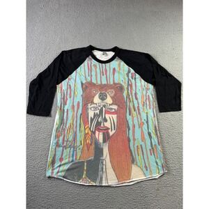 American Apparel Focus Laney David Bowie Graphic Raglan T Shirt 3/4 Sleeve Large